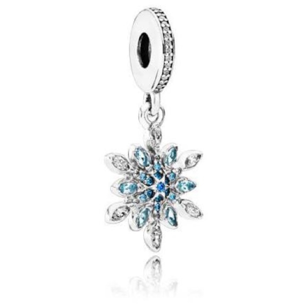 Pandora Silver Snowflake Dangle Charm with Bl